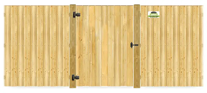 Wood gate in closed position